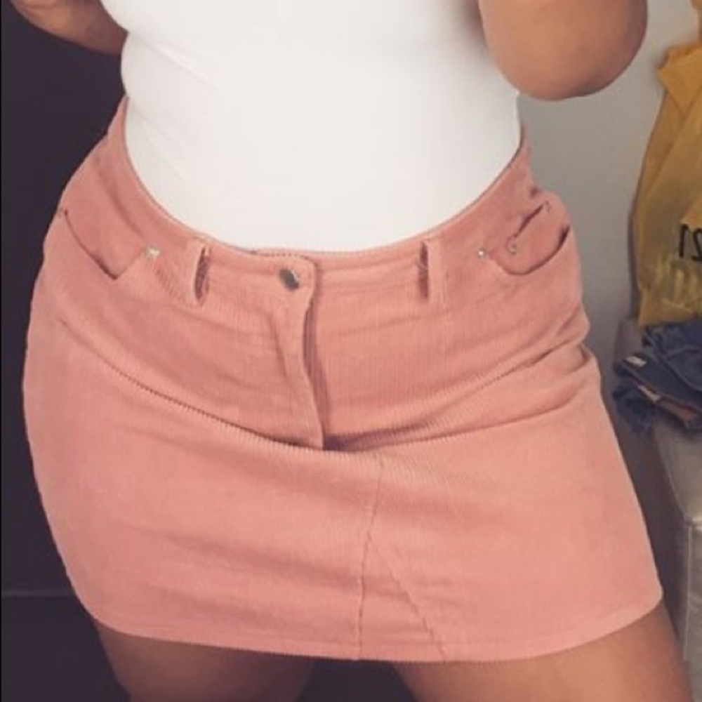 Corduroy pink mini skirt